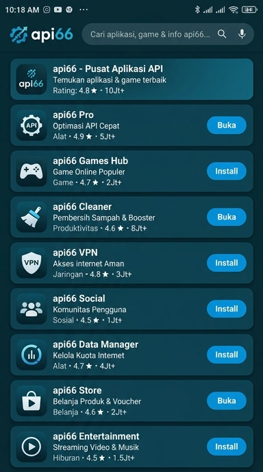 Aplikasi Populer & Kanal Uji - Katalog Terlengkap api66