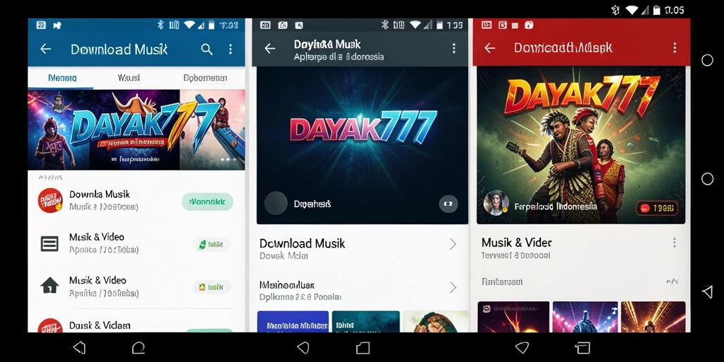 Tampilan antarmuka aplikasi DAYAK777 untuk Download Musik yang menarik.