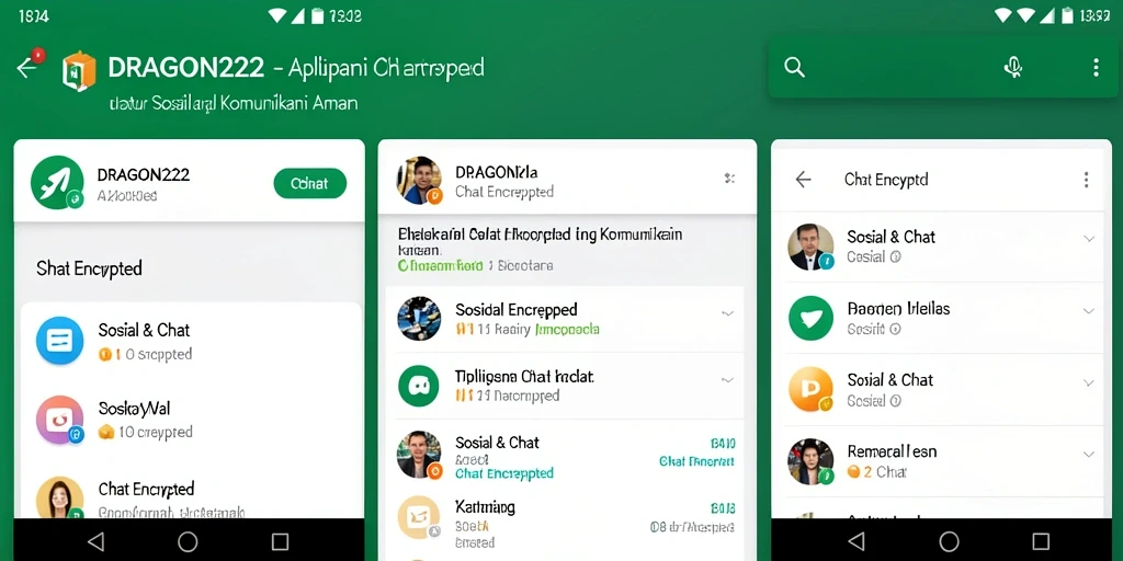 Antarmuka aplikasi DRAGON222 yang modern dan fungsional untuk chat enkripsi.