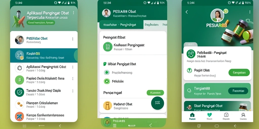 Antarmuka yang sederhana dan menawan PESIAR88 untuk pengingat obat.
