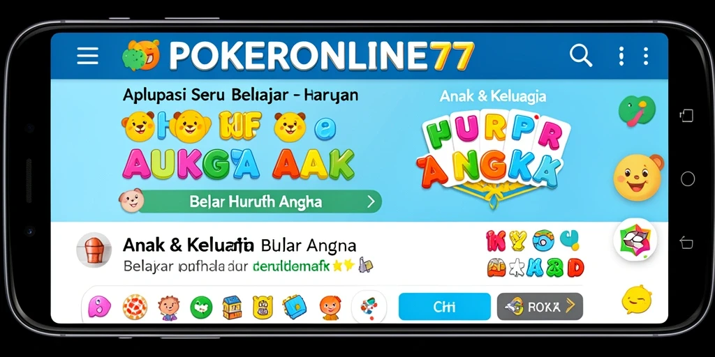 Antarmuka menarik POKERONLINE77 untuk belajar huruf dan angka.